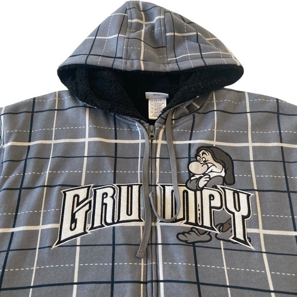 Official Disney Grumpy Character Fleece Lined Zip-up Hoodie Sweatshirt Size - Picture 2 of 9
